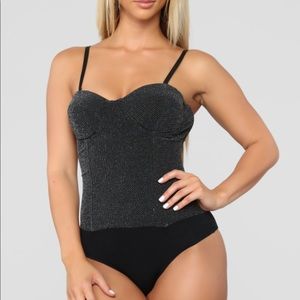 NWT fashion nova silver bodysuit